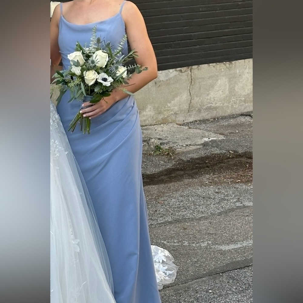 Dusty blue bridesmaid dress